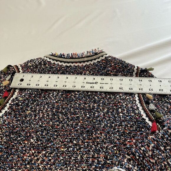 Lea & Viola Boucle Fringe Tassel Trim Jacket Size Small - Picture 9 of 9